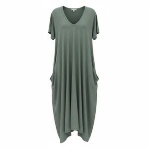 World Market Sage Green Cotton V-Neck Cocoon Jumpsuit Harem Lagenlook L/XL